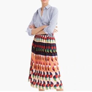 J. Crew Multicolor Pleated Midi Skirt